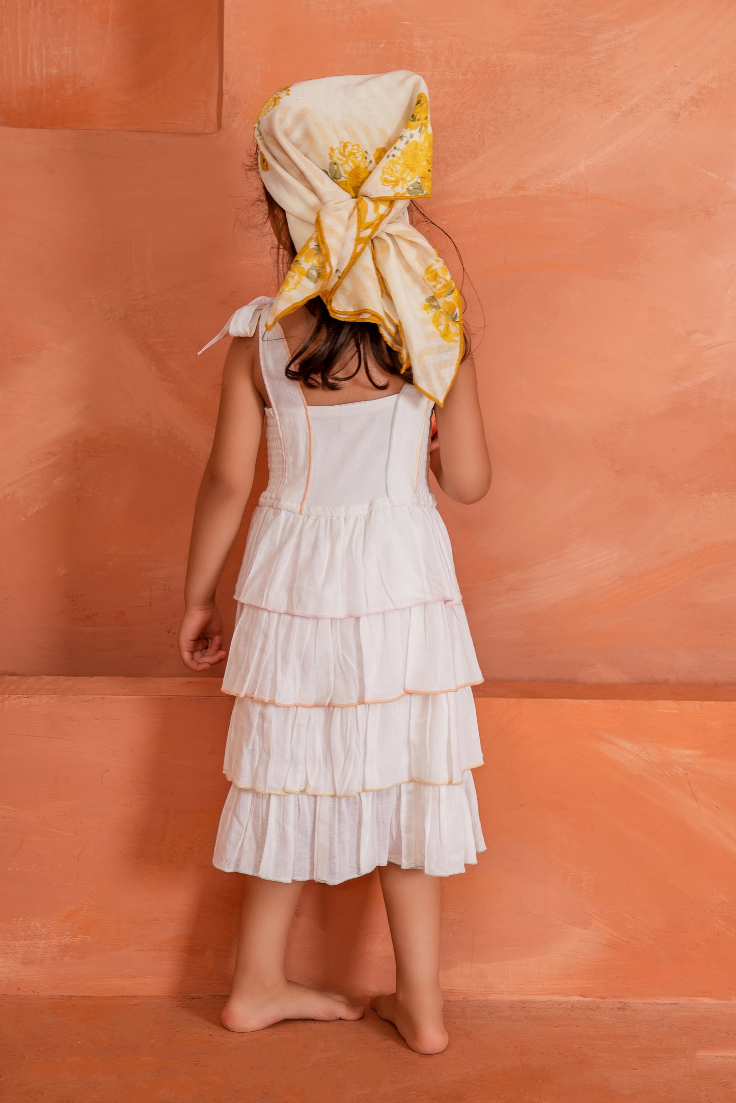 Genelia Layered Dress White — Cotton Girls Dress | Infant to Tween 0-13 Years