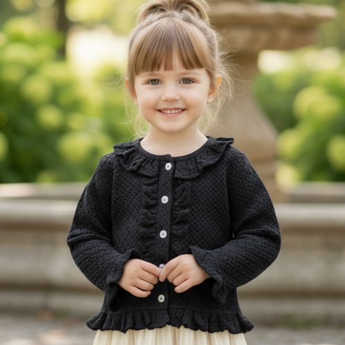 Ella Cardigan Black — Cotton Kids Cardigan | Infant to Tween 0-13 Years