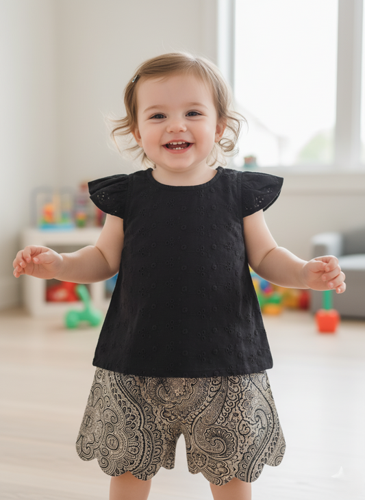 Reva Shorts and Top Set : BLACK : Infant : Toddler : Tween