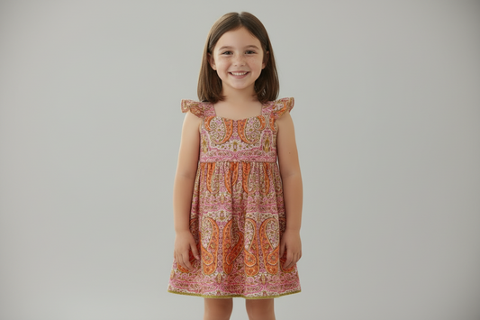 Shay Dress : PAISLEY ORANGE : Infant : Toddler : Tween