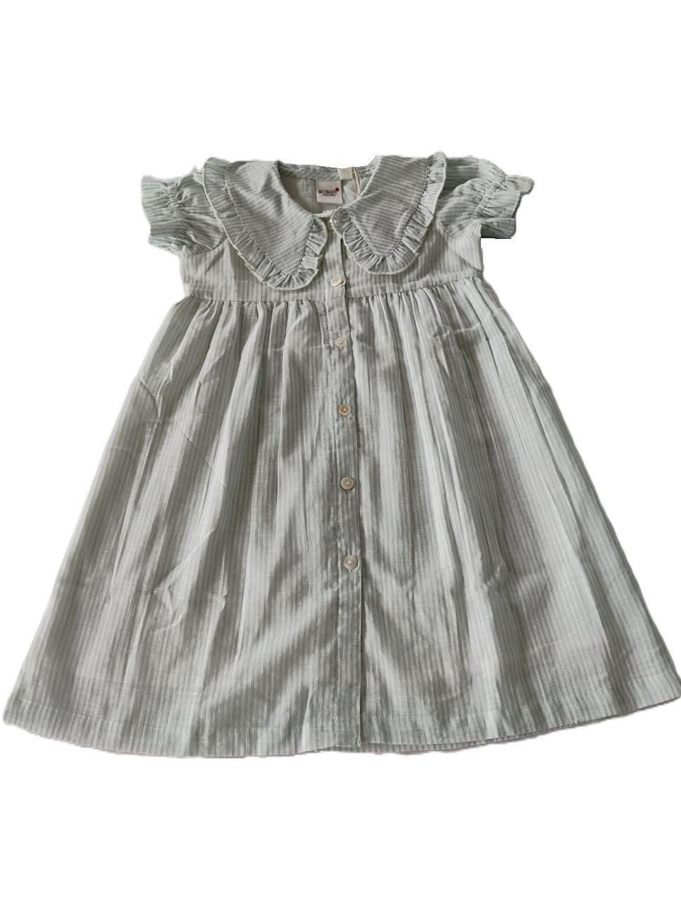 Striped Dress with Collar Soft Blue — Cotton Girls Dress | Infant to Tween 0-13 Years
