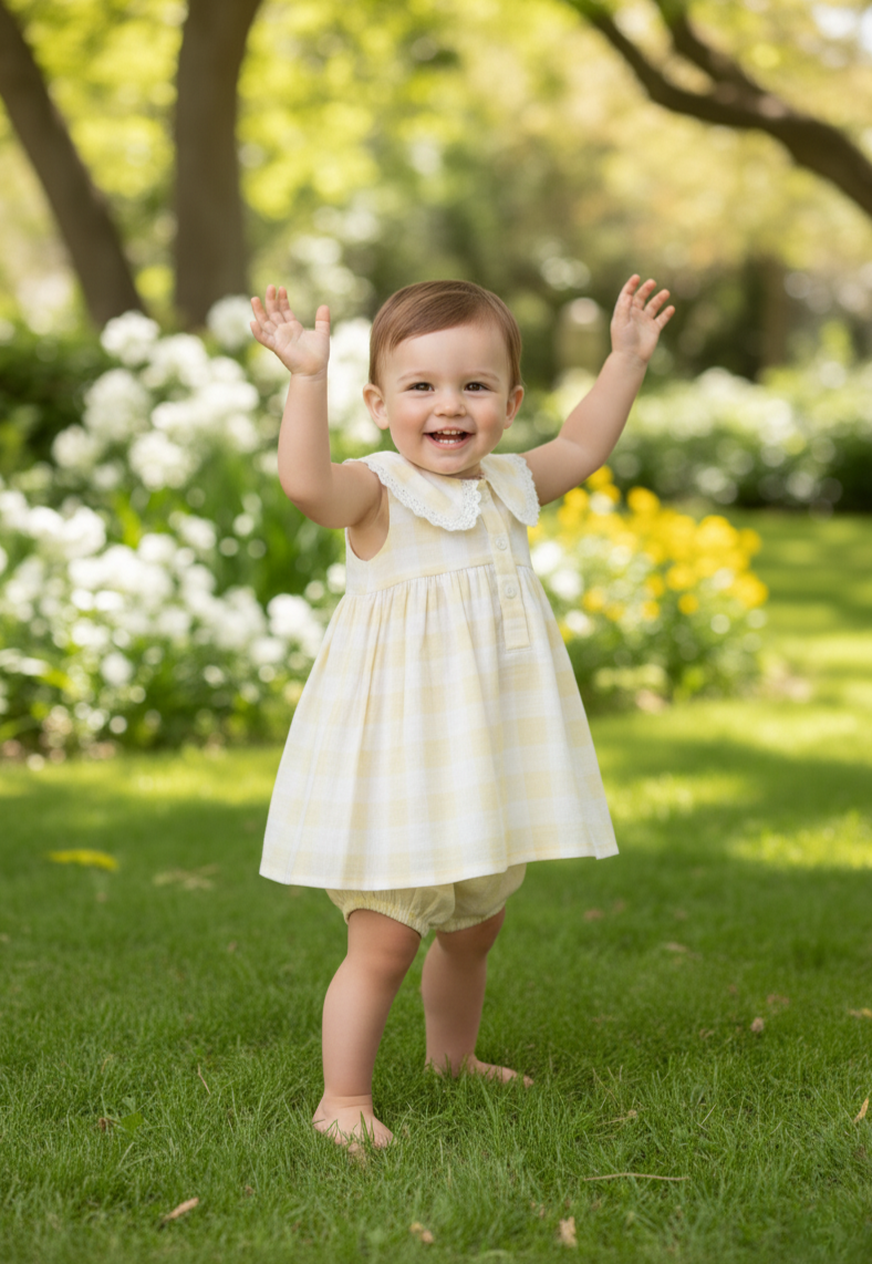 Andria Collar Dress Butter Yellow — Cotton Girls Dress | Infant to Tween 0-13 Years