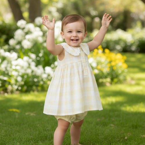 Andria Collar Dress Butter Yellow — Cotton Girls Dress | Infant to Tween 0-13 Years