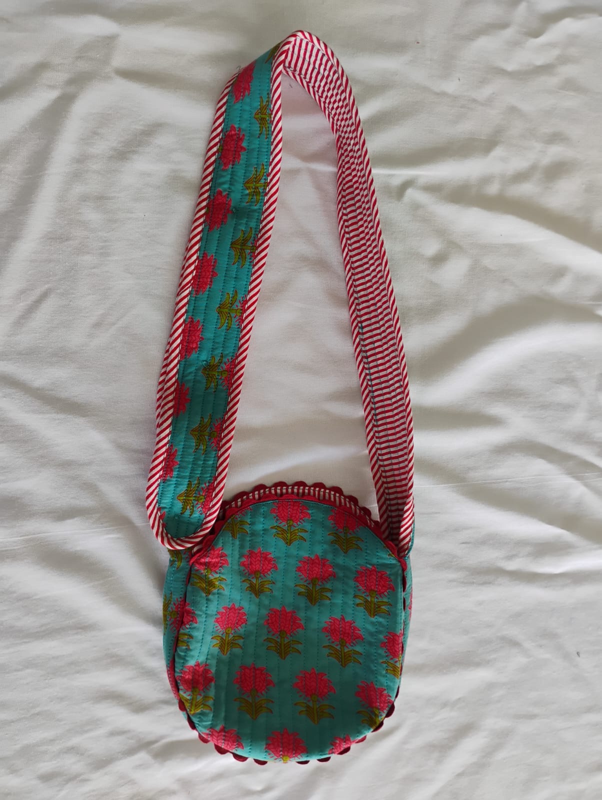 Quilted Round Sling Bag Turquoise — Kids Accessory | One Size