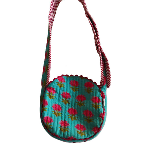 Quilted Round Sling Bag Turquoise — Kids Accessory | One Size