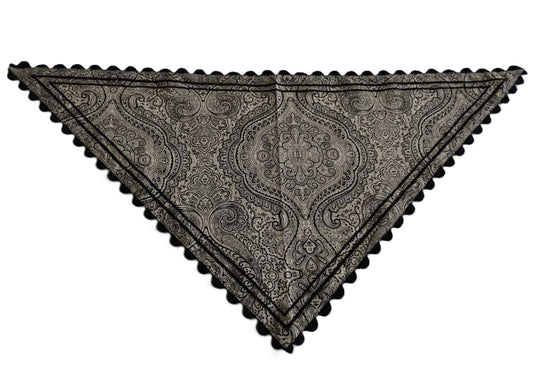 Embroidered Triangle Scarf : BLACK : One Size