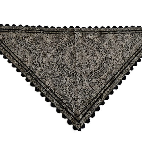Embroidered Triangle Scarf : BLACK : One Size