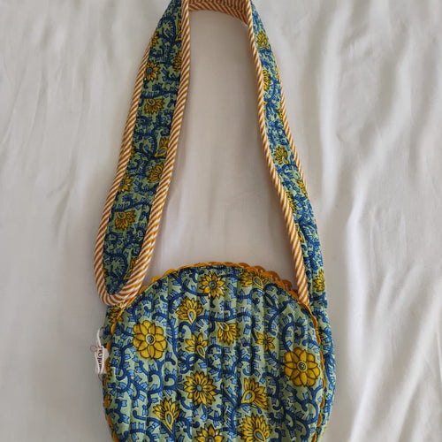 Quilted Round Sling Bag Blue Large — Kids Accessory | One Size