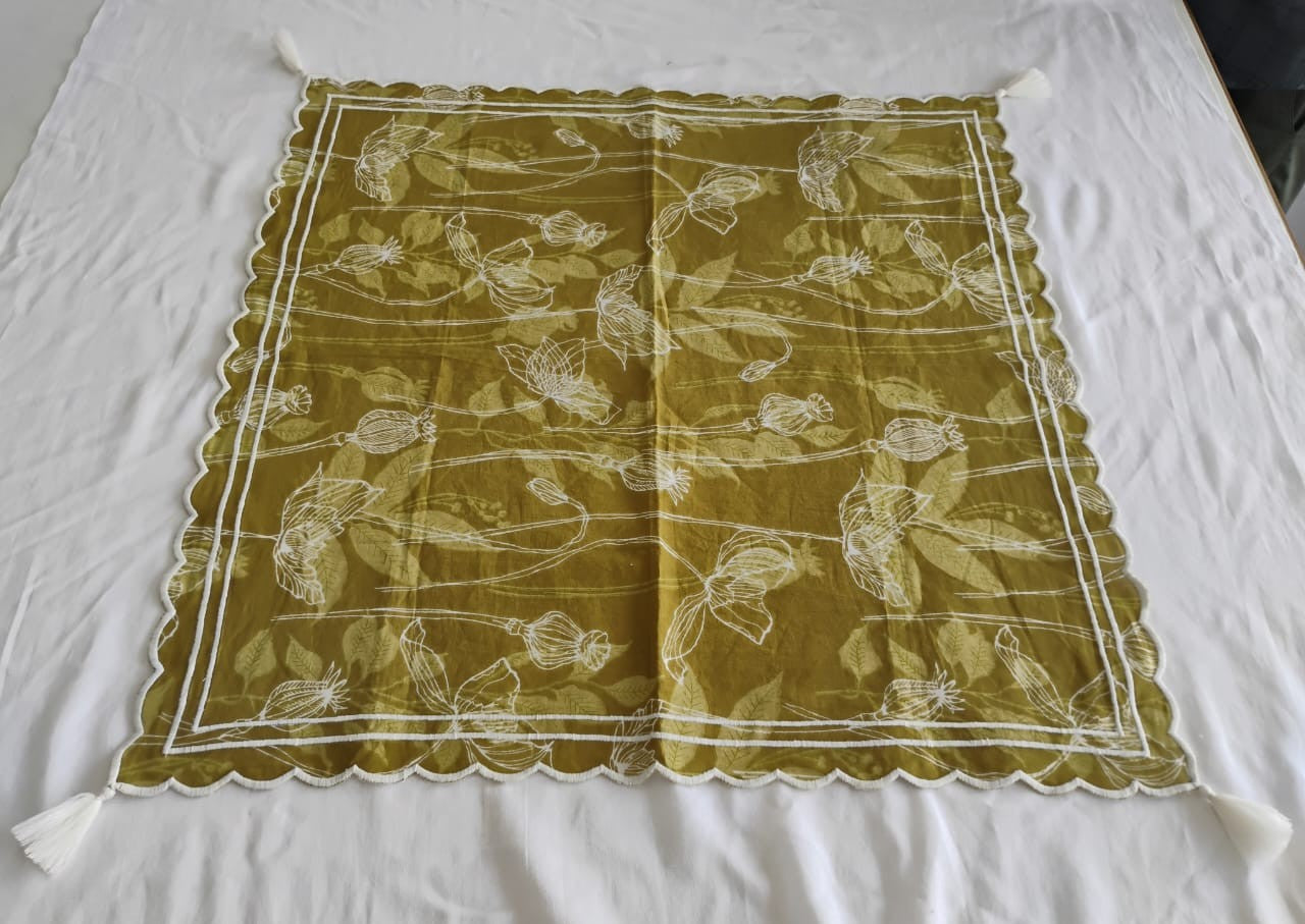 Embroidered Summer Scarf  : GREEN : One Size