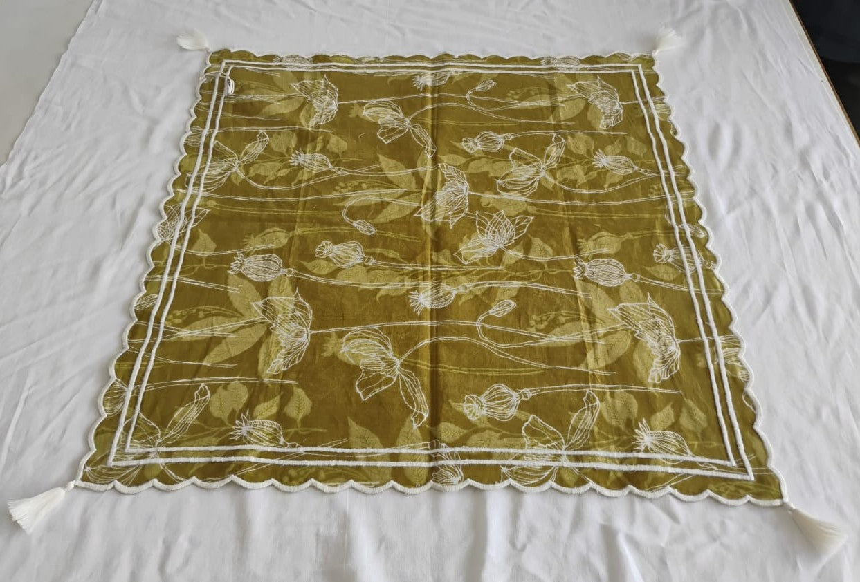 Embroidered Summer Scarf  : GREEN : One Size