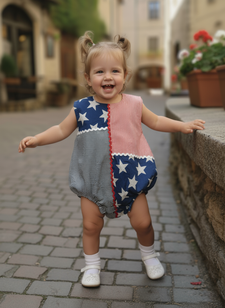 SItara Star and Stripes Romper : MULTI-COLOURED : Infant