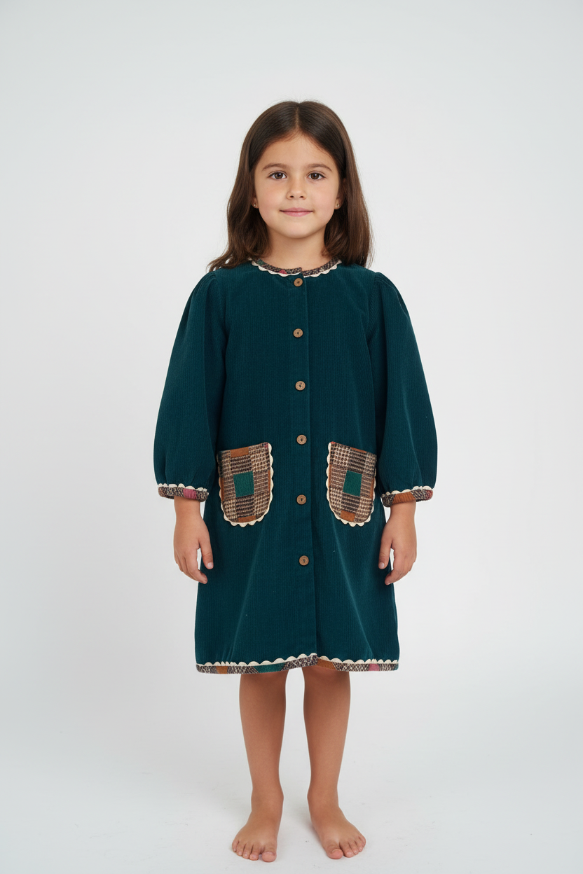 Fjord Corduroy Shift Dress Teal