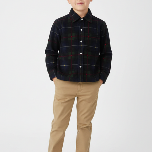 Rowan Plaid Corduroy Boys Shirt Green