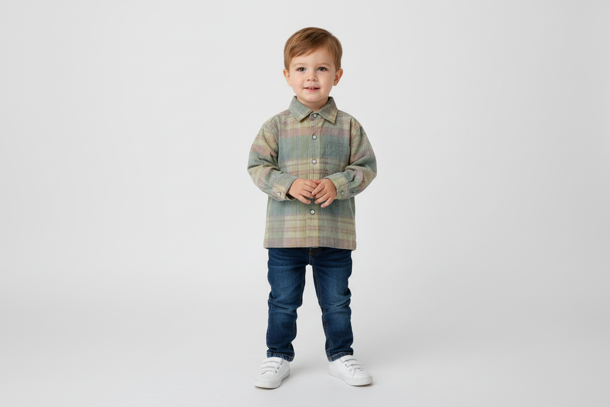 Rowan Plaid Corduroy Boys Shirt Blue
