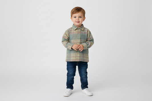 Rowan Plaid Corduroy Boys Shirt Blue