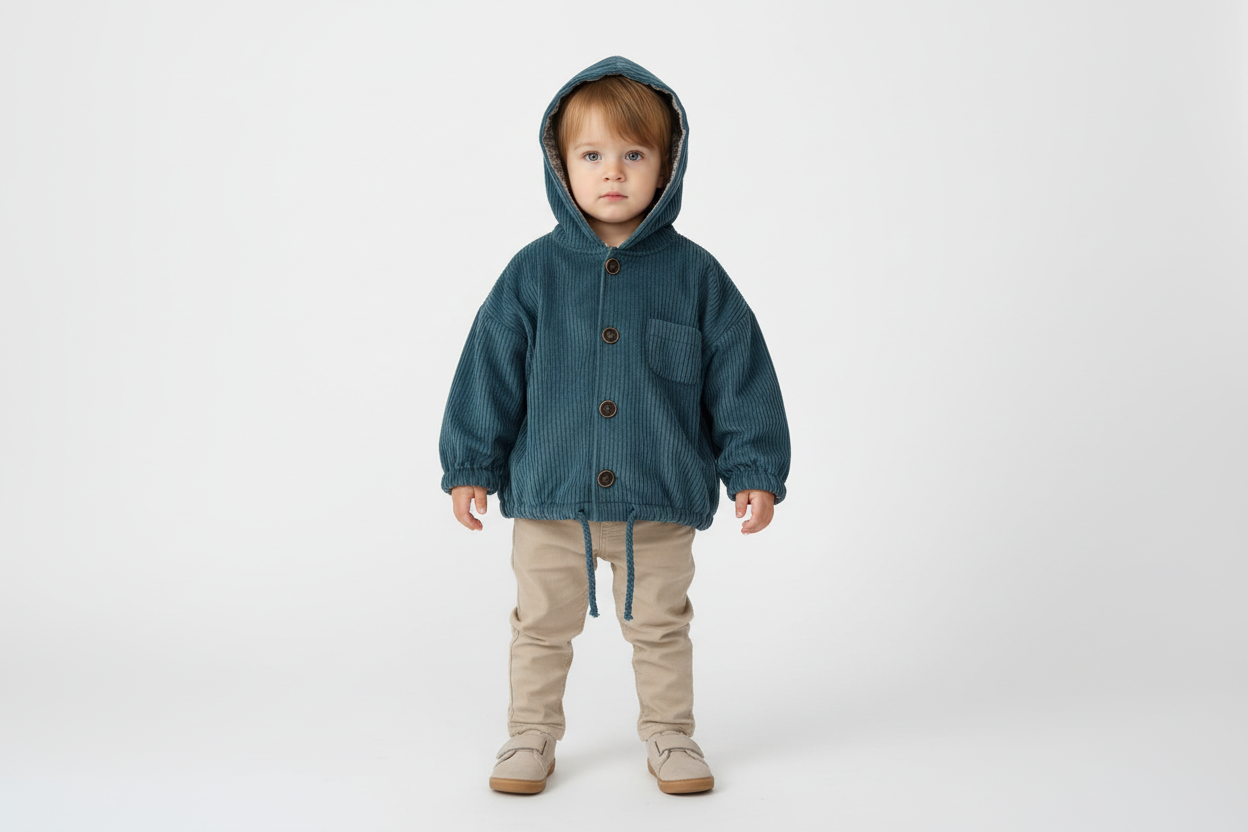 Theo Corduroy Hood Jacket - Teal