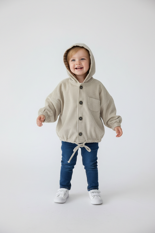 Theo Corduroy Hood Jacket - Ecru