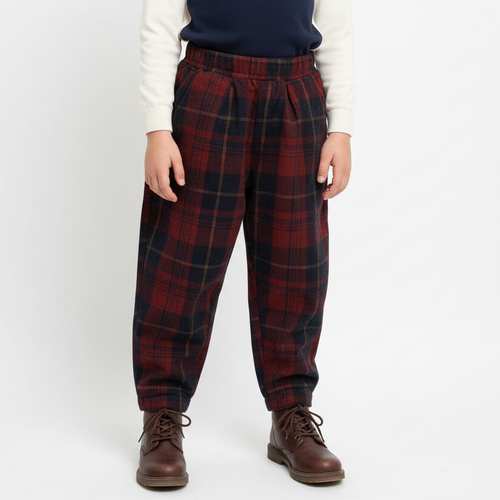 The Highland Pleated Checked Corduroy Pants - Red