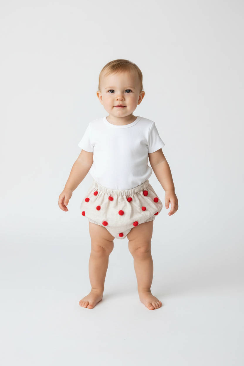 Pom-Pom Diaper Cover (Pink) - Yo Baby Online