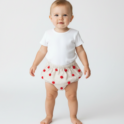 Pom-Pom Diaper Cover (Pink)