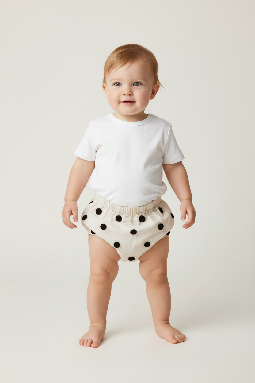 Pom-Pom Diaper Cover (Black) - Yo Baby Online