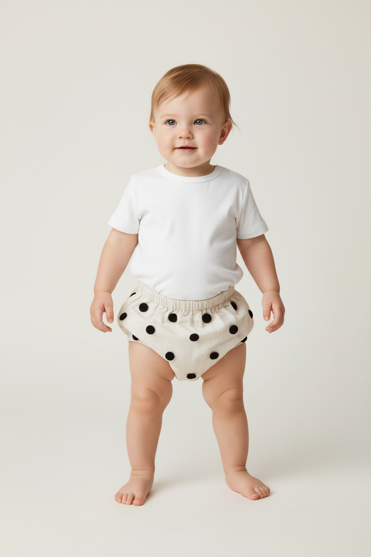 Pom-Pom Diaper Cover (Black) - Yo Baby Online