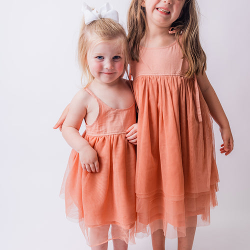 Dark Pink Tulle Ruffle Dress