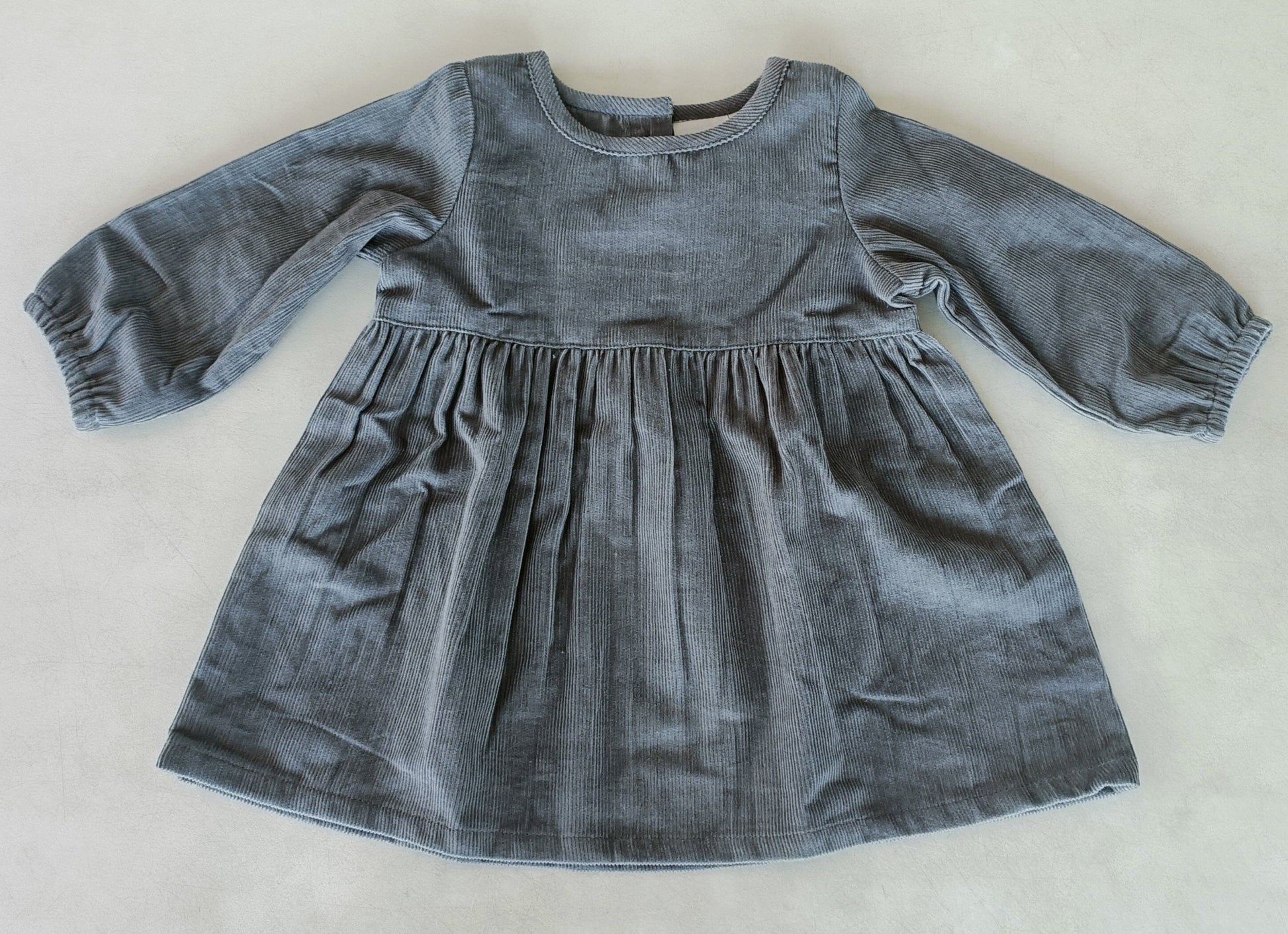 Grey Corduroy Long Sleeves Gathered Dress Cotton Girls Dress | Infant to Tween 0-13 Years Grey Corduroy Long Sleeves Gathered Dress Cotton Girls Dress | Infant to Tween 0-13 Years