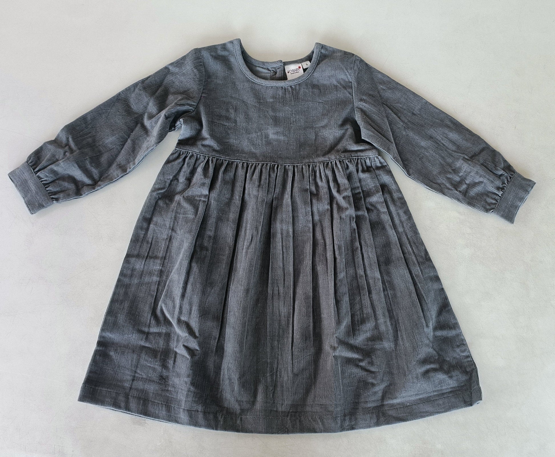 corduroy long sleeve dress Grey Corduroy Long Sleeves Gathered Dress — Cotton Girls Dress