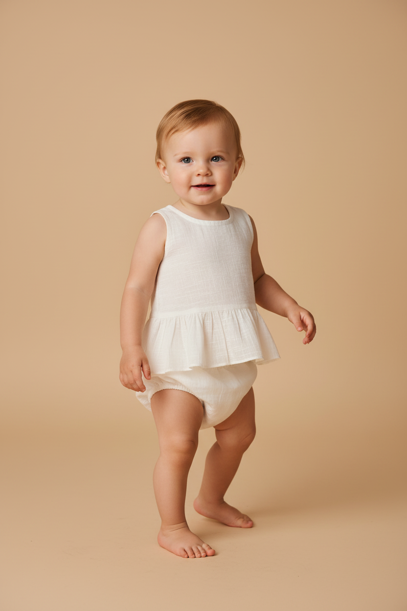 High Low Ivory Top — Cotton Girls Top | Infant to Tween 0-13 Years