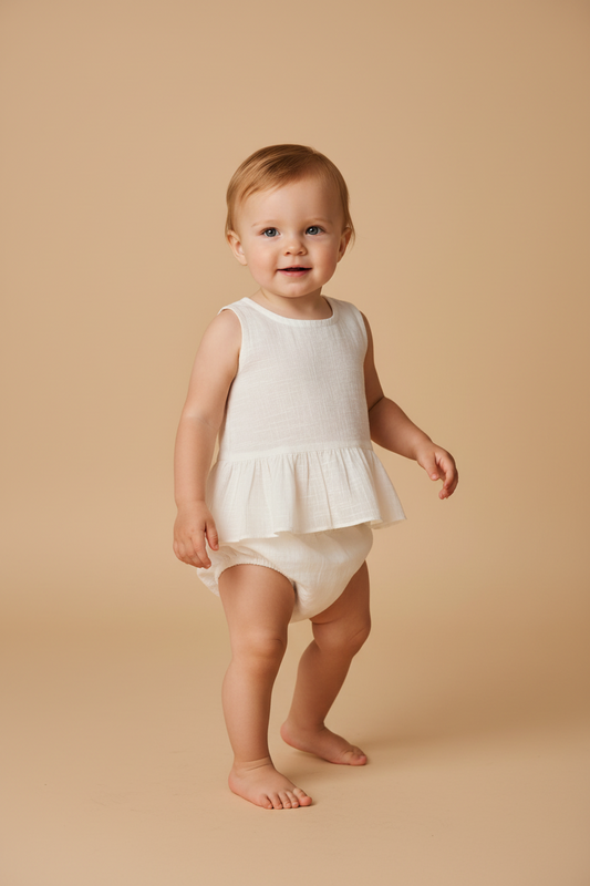 High Low Ivory Top — Cotton Girls Top | Infant to Tween 0-13 Years