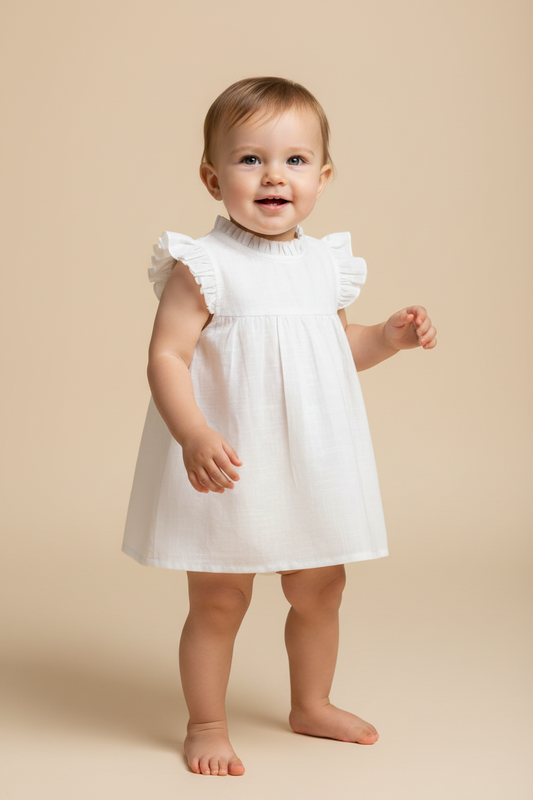 Ruffle Ivory Top with Lace Detail — Cotton Girls Top | Infant to Tween 0-13 Years