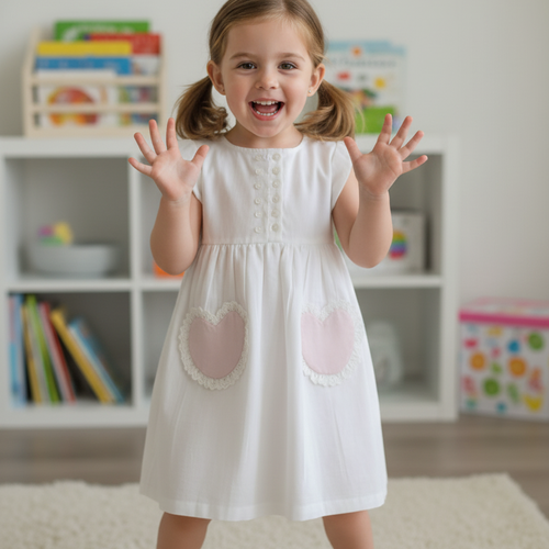 Amore Dress White — Cotton Girls Dress | Infant to Tween 0-13 Years