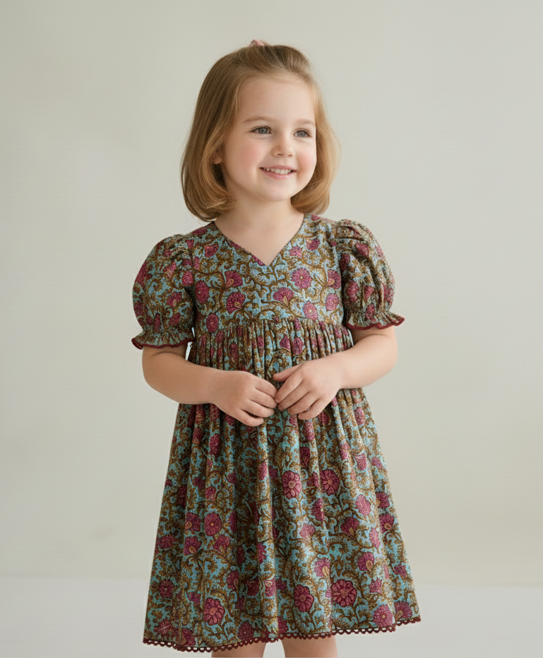 Alisha Swing Dress Turquoise — Cotton Girls Dress | Infant to Tween 0-13 Years
