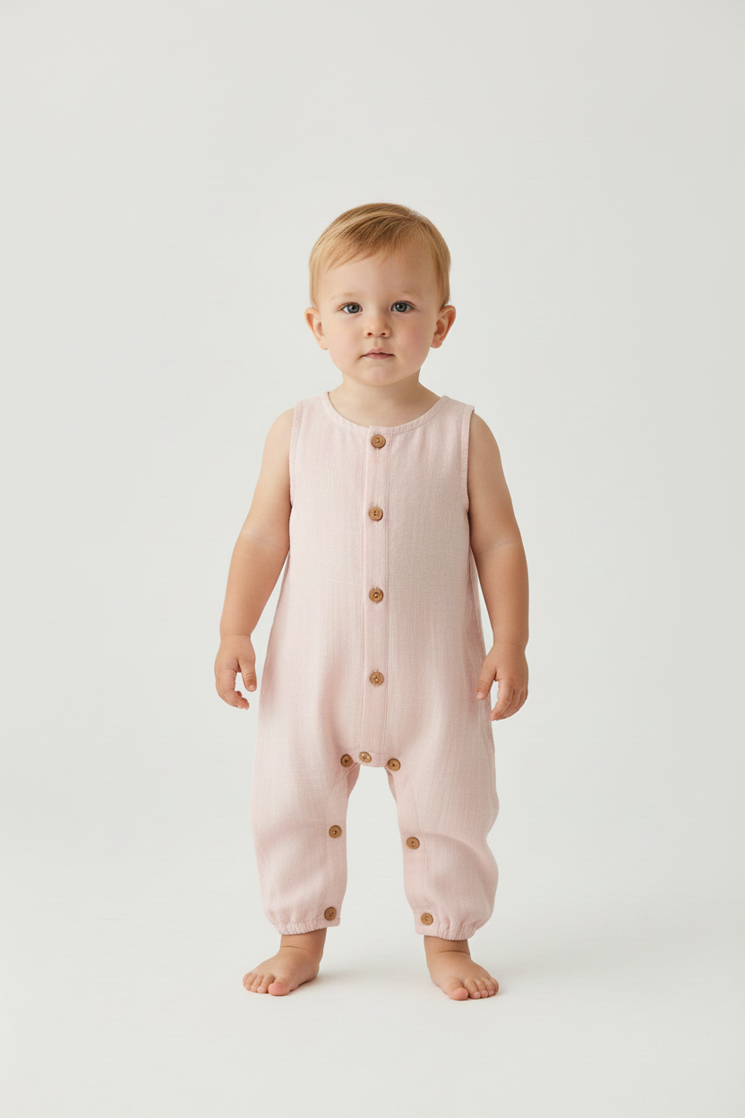Blush Unisex Sleeveless Romper - Yo Baby Online