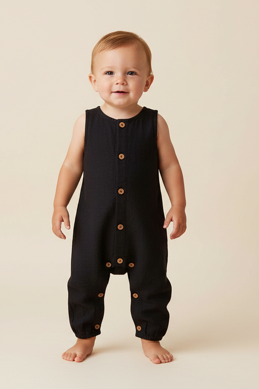 Boys Infant Sleeveless Romper - Black - Yo Baby Online