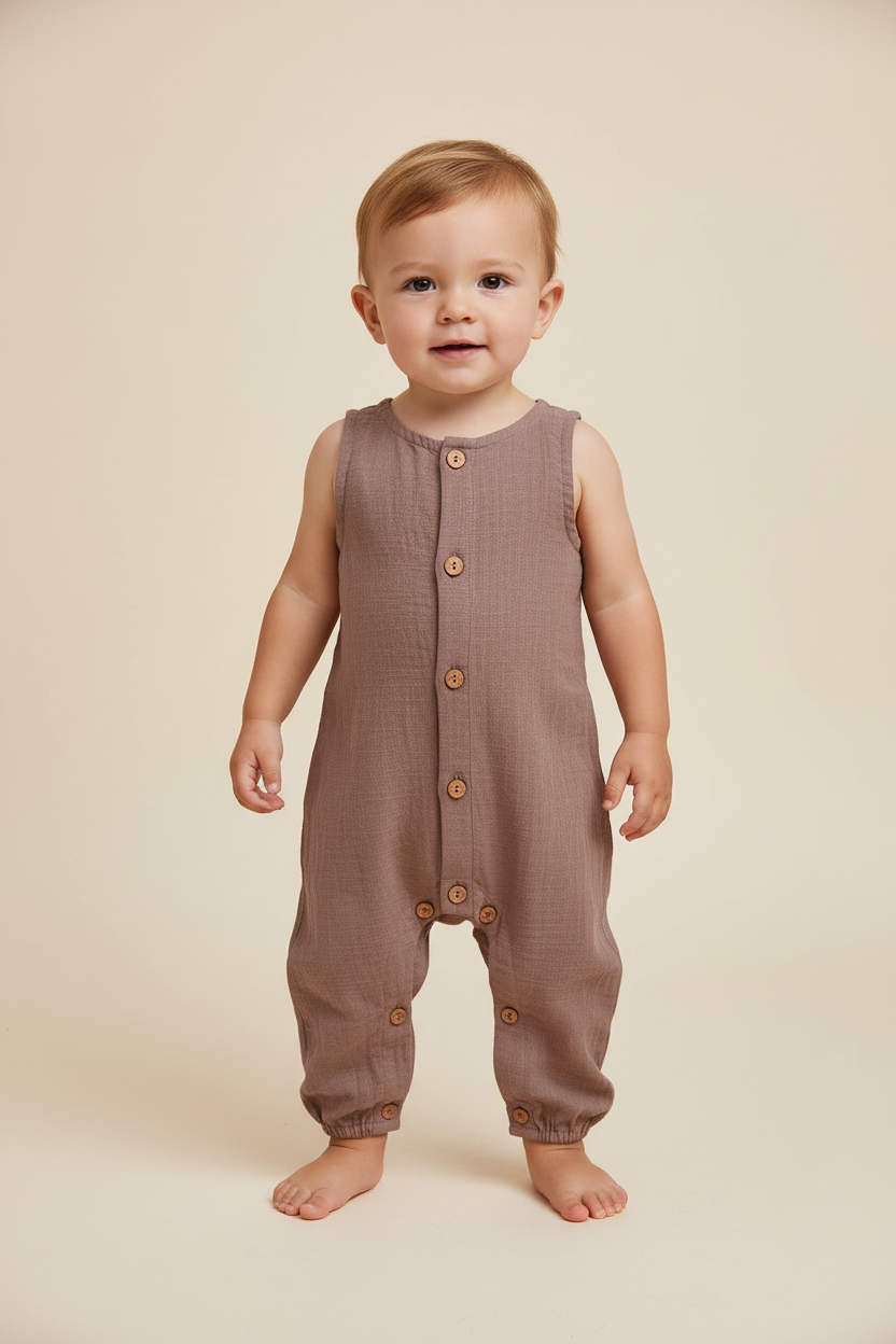 Boys Infant Sleeveless Romper - Chocolate - Yo Baby Online