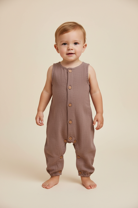 Boys Infant Sleeveless Romper - Chocolate - Yo Baby Online