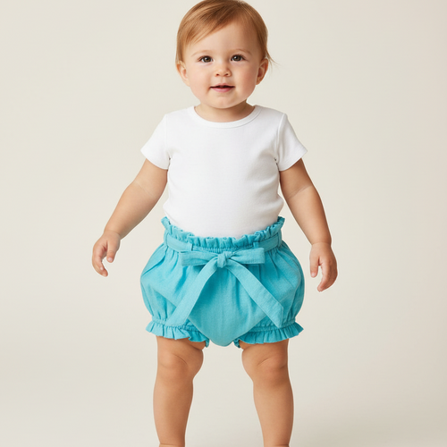 Set of 3 - Short - Style Diaper Covers with Belt. Blush, Coral & Blue.