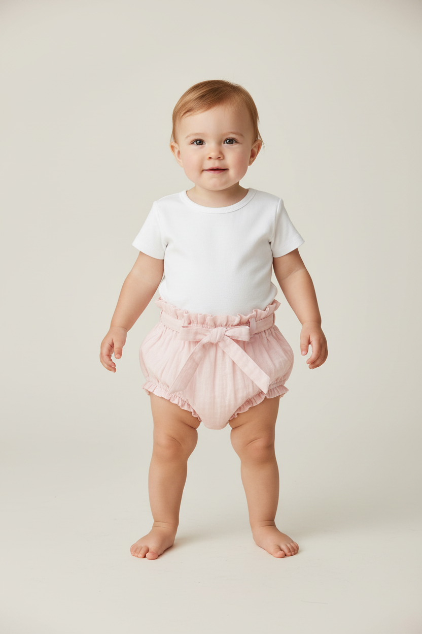 Set of 3 - Short - Style Diaper Covers with Belt. Ivory, Pink & Powder Blue. - Yo Baby Online