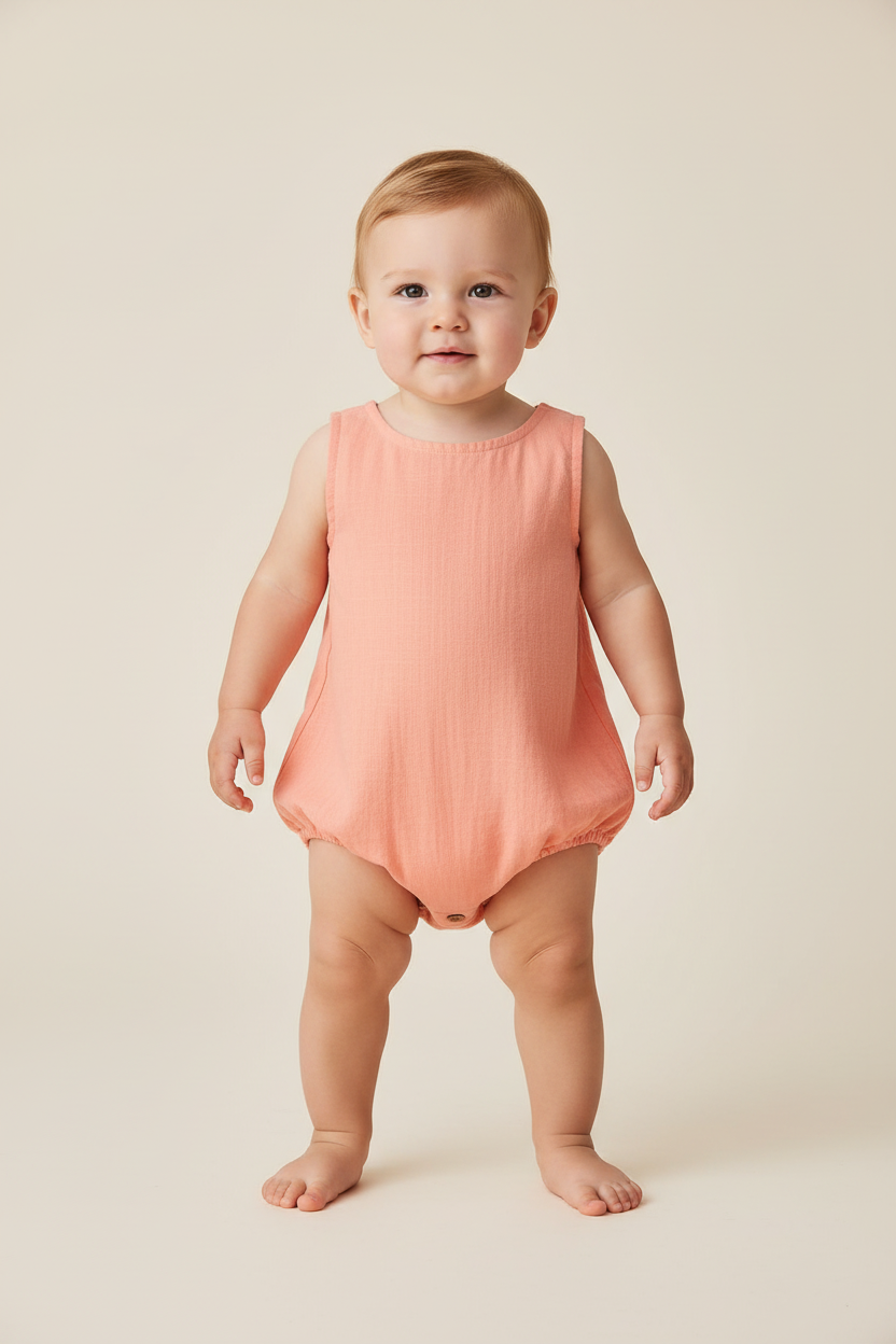 Coral Unisex Sleeveless Romper - Yo Baby Online