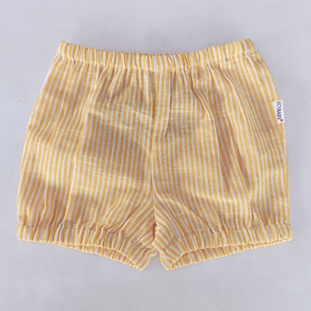 Yellow Stripes Print Cotton-Linen Boys Diaper Cover