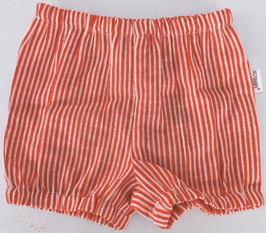 Red Stripes Print Cotton-Linen Boys Diaper Cover