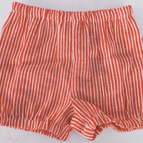 Red Stripes Print Cotton-Linen Boys Diaper Cover
