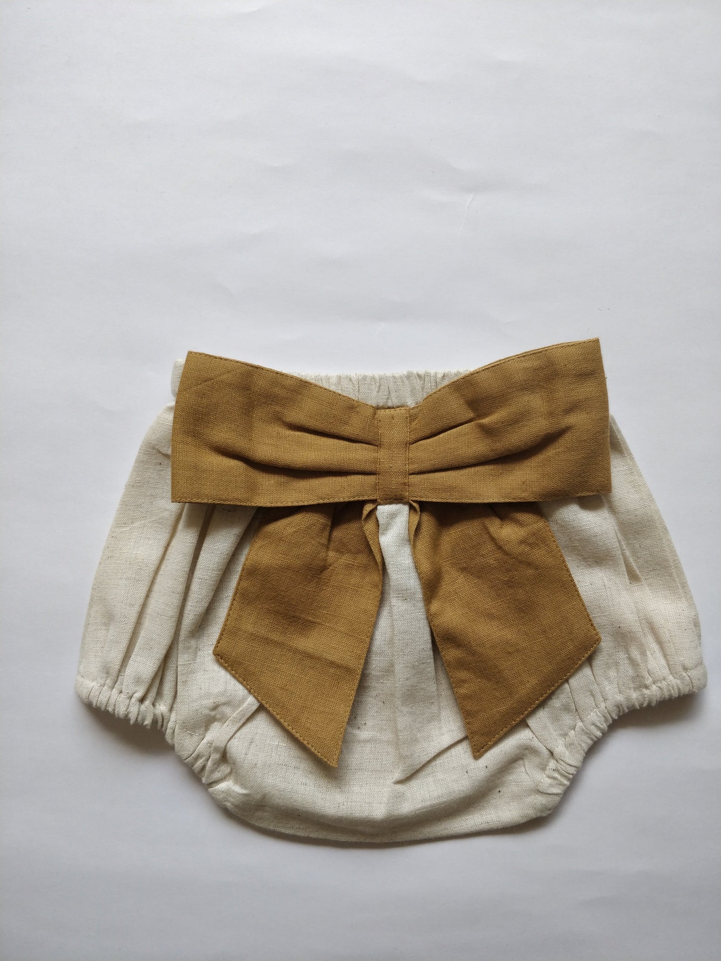 Set of 3 - Ivory Diaper Covers with Contrast Bows in Sage, Ochre & Burgundy.