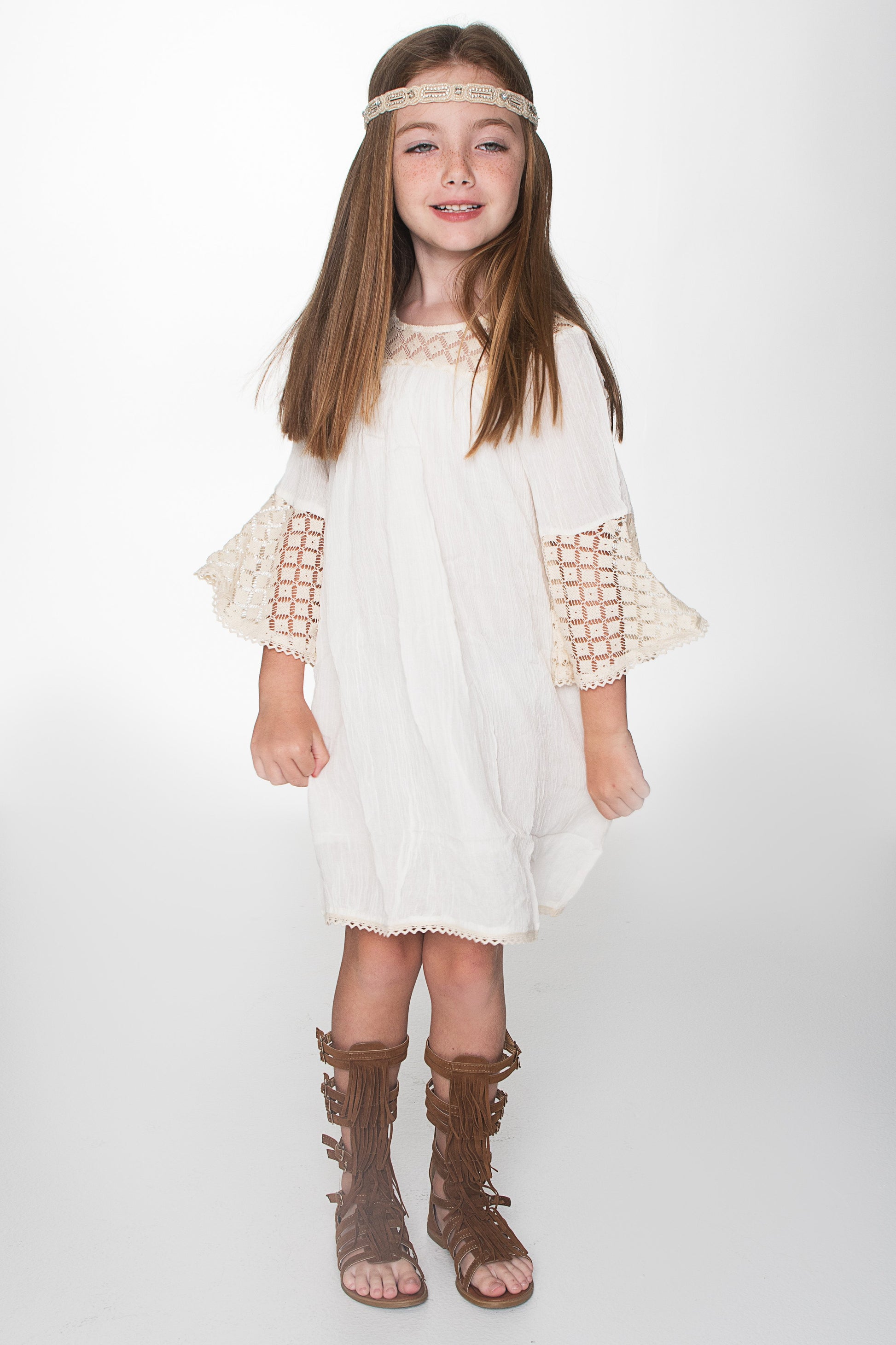 Off-White Tara Lace Detail Swing Dress Cotton Girls Dress | Infant to Tween 0-13 Years Off-White Tara Lace Detail Swing Dress Cotton Girls Dress | Infant to Tween 0-13 Years