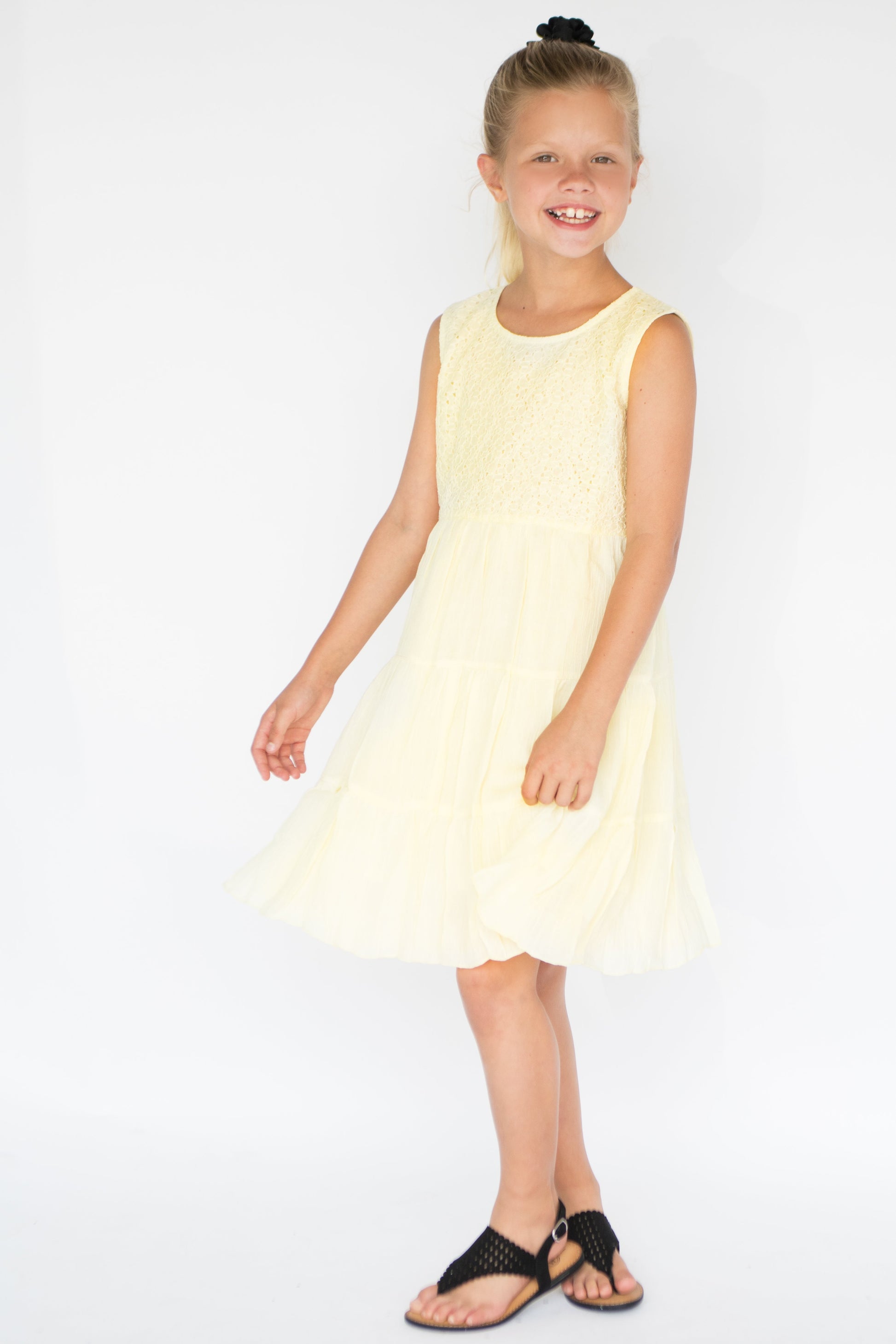 Pastel Yellow Net Detail Dress