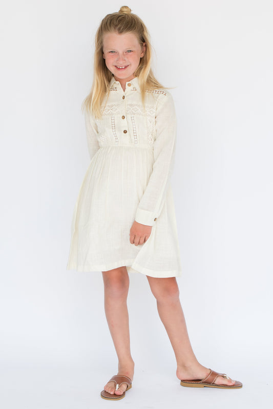 Ivory Net & Lace Detail Shirt-Dress