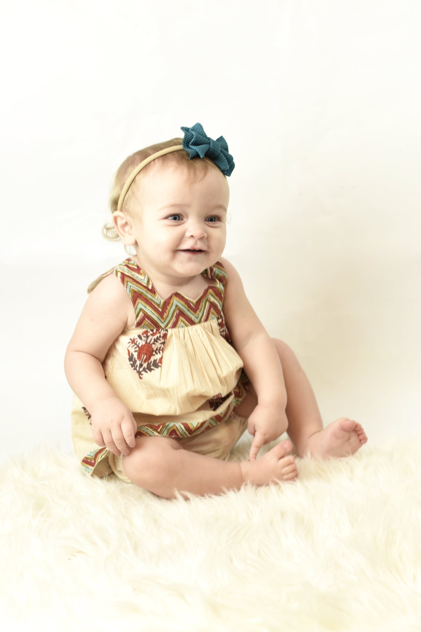 Chevron And Floral Sweetheart Neck Dress And Diaper Cover