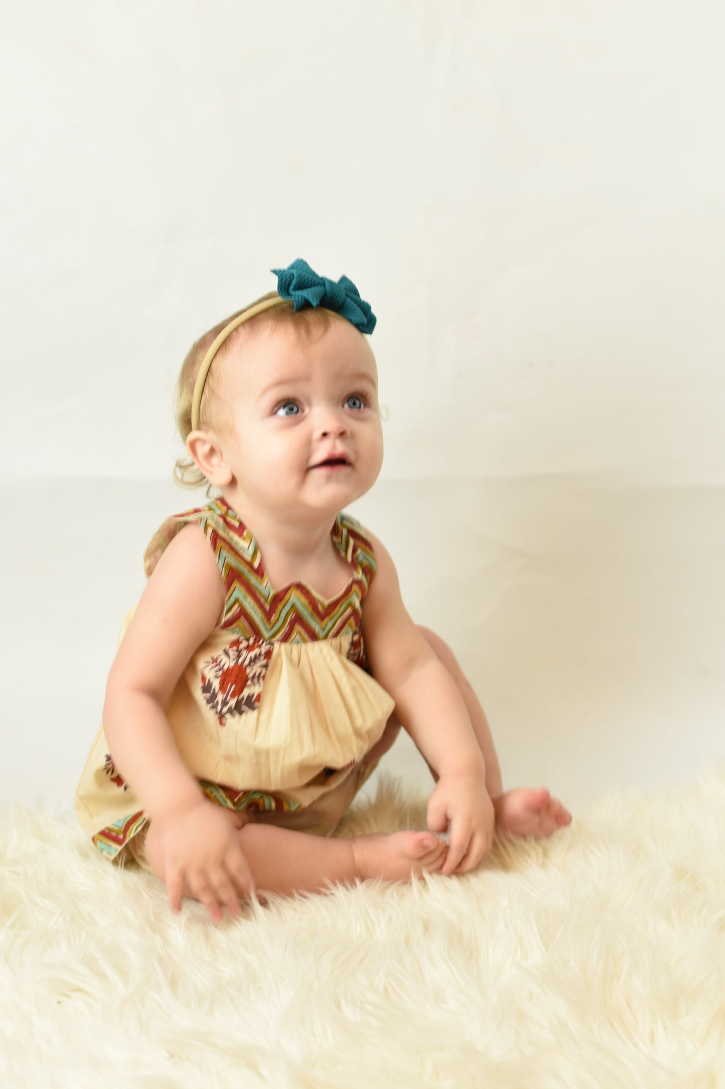 Chevron And Floral Sweetheart Neck Dress And Diaper Cover